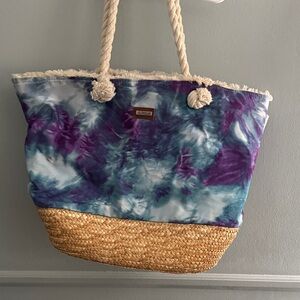 Tie-Dye Beach Tote Bag with Rope Handles